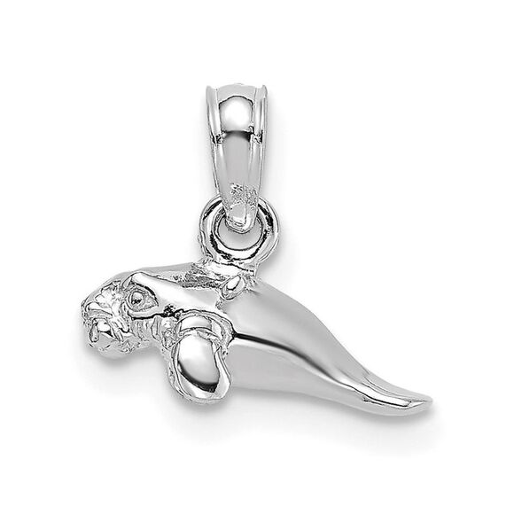 14k White Gold 3-D Polished Mini Manatee Charm